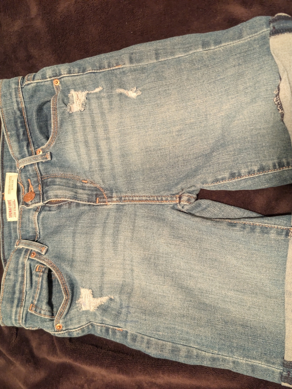 Light Blue Distressed Women's Jeans Shorts